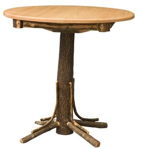 Handcrafted Rustic Hickory Wood Small Pedestal Table - Choose Height